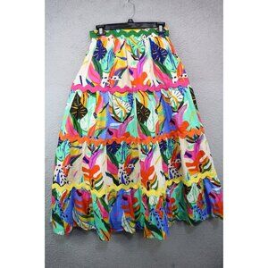Palms Away Tiered Colorful Maxi Skirt-Small-New w/Tags-Boho-Cottagecore-Artsy